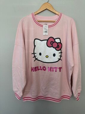 Sanrio Hello Kitty Light Pink Graphic Pullover XL Oversized Cotton/Poly
